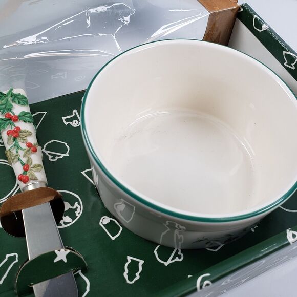Pfaltzgraff Winterberry Dip Mix Set 4.5” Bowl Spreader in box USA NOS Christmas - Picture 6 of 14